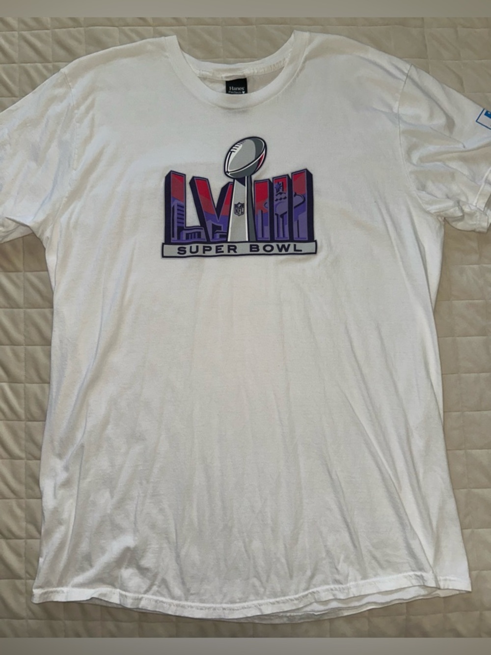 NFL Super Bowl LVIII 58 White Hanes Shirt Size XLarge Chiefs 49ers Bud Light